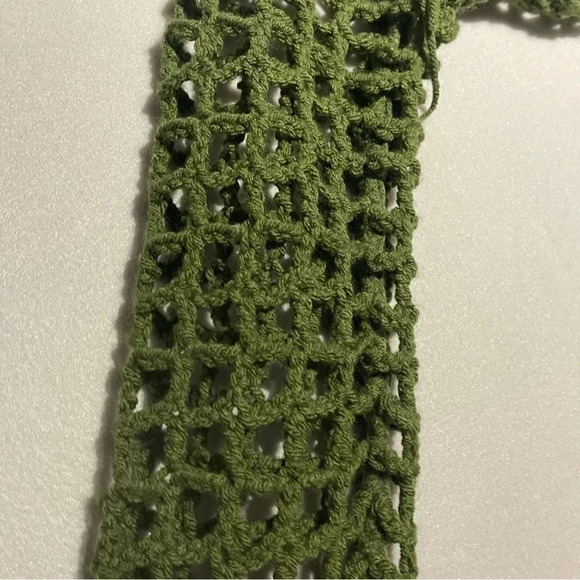Handmade Green Crochet Long Sleeve Shrug Bohemian Beachy Coastal - Picture 3 of 7